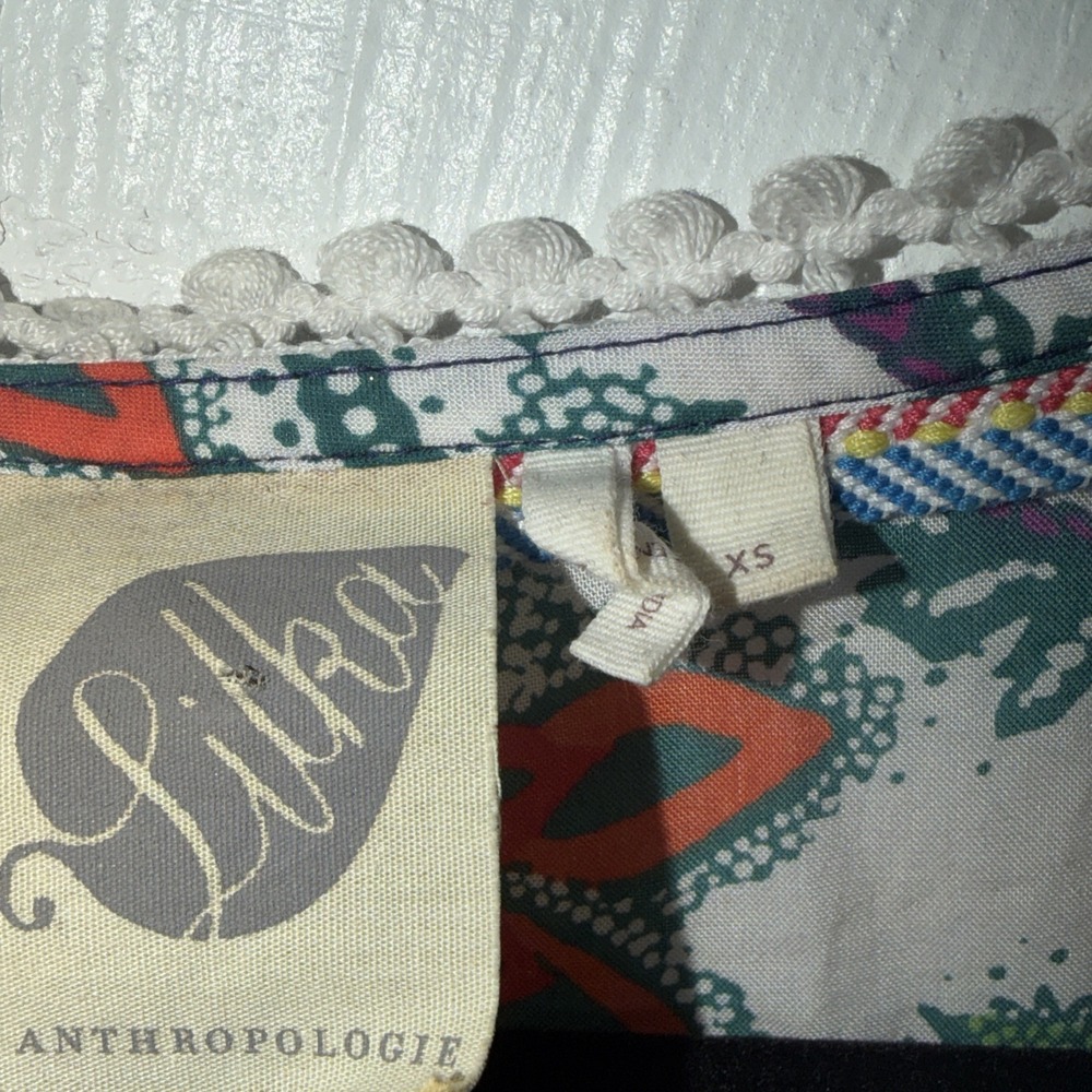 Anthropologie Lilka Yellow & Purple Patchwork Trapeze Beach Dress Size Xs‎ - Picture 4 of 8